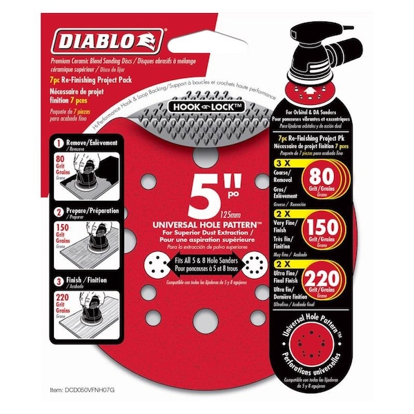 Diablo 5 in Dia, 12 holes, Ceramic, 80/150/220 Grit DCD050VFNH07G - main